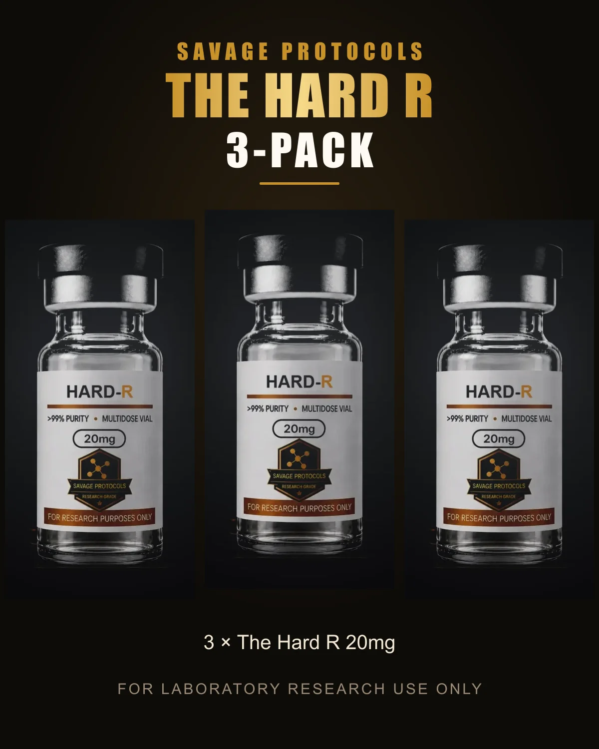 The Hard R 20mg · 3-Pack research vial